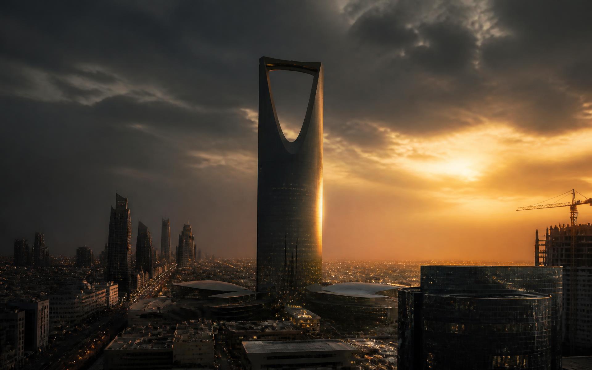 أفق مدينة الرياض عند الغروب